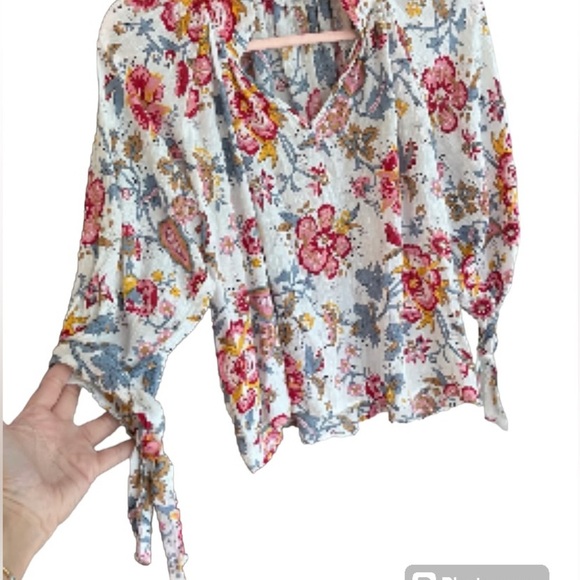 Nicole Miller Multicolored Floral Printed Sheer Blouse size Small - Picture 4 of 7